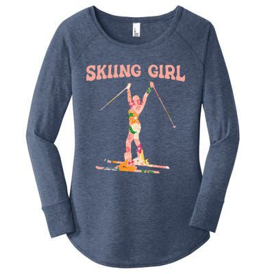 Funny Skiing Ski Mountain Winter Snow Sport Meaningful Gift Skiing Gift Women's Perfect Tri Tunic Long Sleeve Shirt