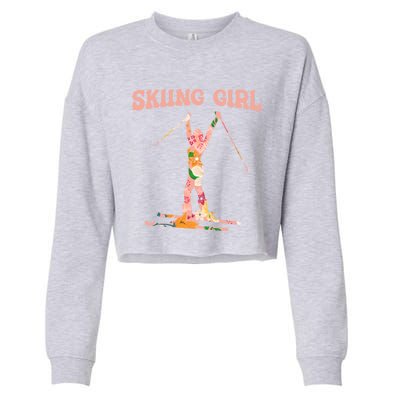 Funny Skiing Ski Mountain Winter Snow Sport Meaningful Gift Skiing Gift Cropped Pullover Crew