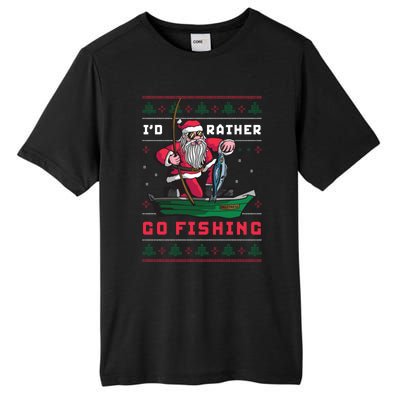 Funny Santa Surf ID Rather Go Fishing Merry Christmas Tall Fusion ChromaSoft Performance T-Shirt