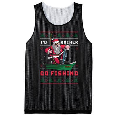 Funny Santa Surf ID Rather Go Fishing Merry Christmas Mesh Reversible Basketball Jersey Tank