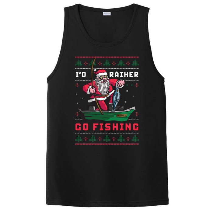 Funny Santa Surf ID Rather Go Fishing Merry Christmas PosiCharge Competitor Tank