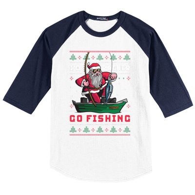 Funny Santa Surf ID Rather Go Fishing Merry Christmas Baseball Sleeve Shirt