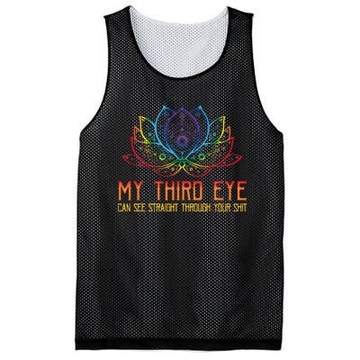 Funny Spiritual Saying Third Eye Sees Through Your Shit Mesh Reversible Basketball Jersey Tank