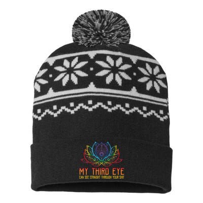 Funny Spiritual Saying Third Eye Sees Through Your Shit USA-Made Snowflake Beanie