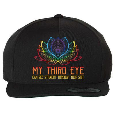 Funny Spiritual Saying Third Eye Sees Through Your Shit Wool Snapback Cap