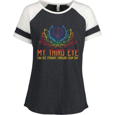 Funny Spiritual Saying Third Eye Sees Through Your Shit Enza Ladies Jersey Colorblock Tee