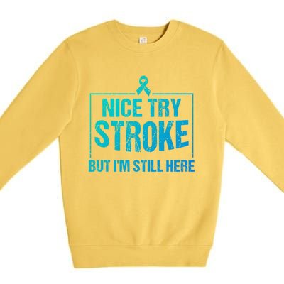 Funny Stroke Survivor Gift Cute Brain Attacks Gift Premium Crewneck Sweatshirt