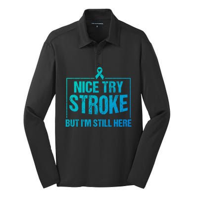 Funny Stroke Survivor Gift Cute Brain Attacks Gift Silk Touch Performance Long Sleeve Polo