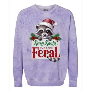 Funny Sorry Santa IVe Been Feral Raccoon Christmas Colorblast Crewneck Sweatshirt