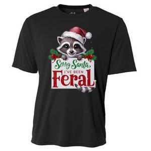 Funny Sorry Santa IVe Been Feral Raccoon Christmas Cooling Performance Crew T-Shirt