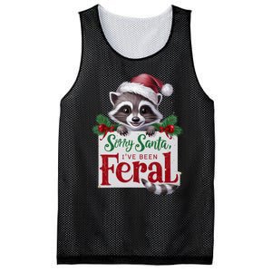 Funny Sorry Santa IVe Been Feral Raccoon Christmas Mesh Reversible Basketball Jersey Tank