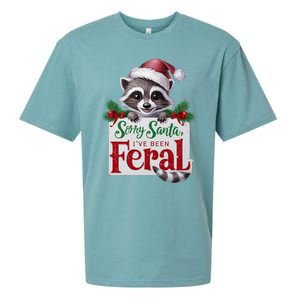 Funny Sorry Santa IVe Been Feral Raccoon Christmas Sueded Cloud Jersey T-Shirt