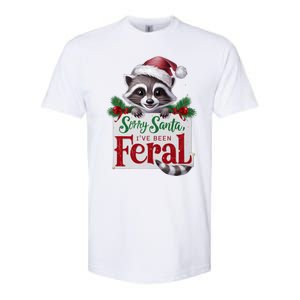 Funny Sorry Santa IVe Been Feral Raccoon Christmas Softstyle CVC T-Shirt