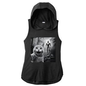 Funny Surprised Scared Cat Selfie With Robot Ladies PosiCharge Tri-Blend Wicking Draft Hoodie Tank