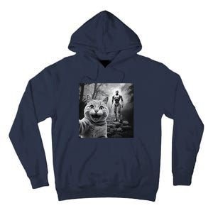 Funny Surprised Scared Cat Selfie With Robot Tall Hoodie