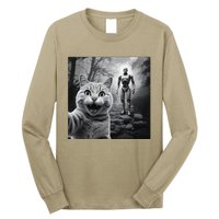 Funny Surprised Scared Cat Selfie With Robot Long Sleeve Shirt