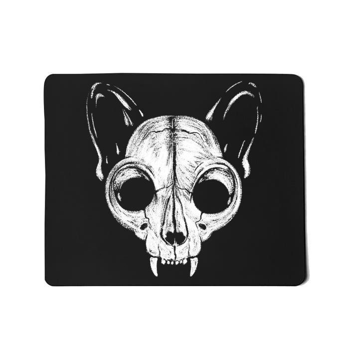 Funny Scary Spooky Cat Feline Skull Skeleton Halloween Art Mousepad