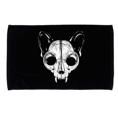 Funny Scary Spooky Cat Feline Skull Skeleton Halloween Art Microfiber Hand Towel