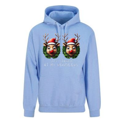 Funny Stop Staring At My Reindeers Boobs Ugly Gag Xmas Unisex Surf Hoodie