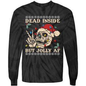 Festive Sarcastic Snarky Skeleton Ugly Christmas Tie-Dye Long Sleeve Shirt