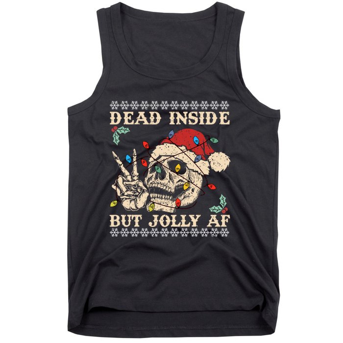 Festive Sarcastic Snarky Skeleton Ugly Christmas Tank Top