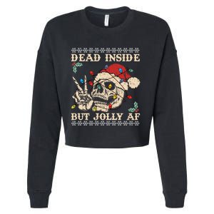 Festive Sarcastic Snarky Skeleton Ugly Christmas Cropped Pullover Crew