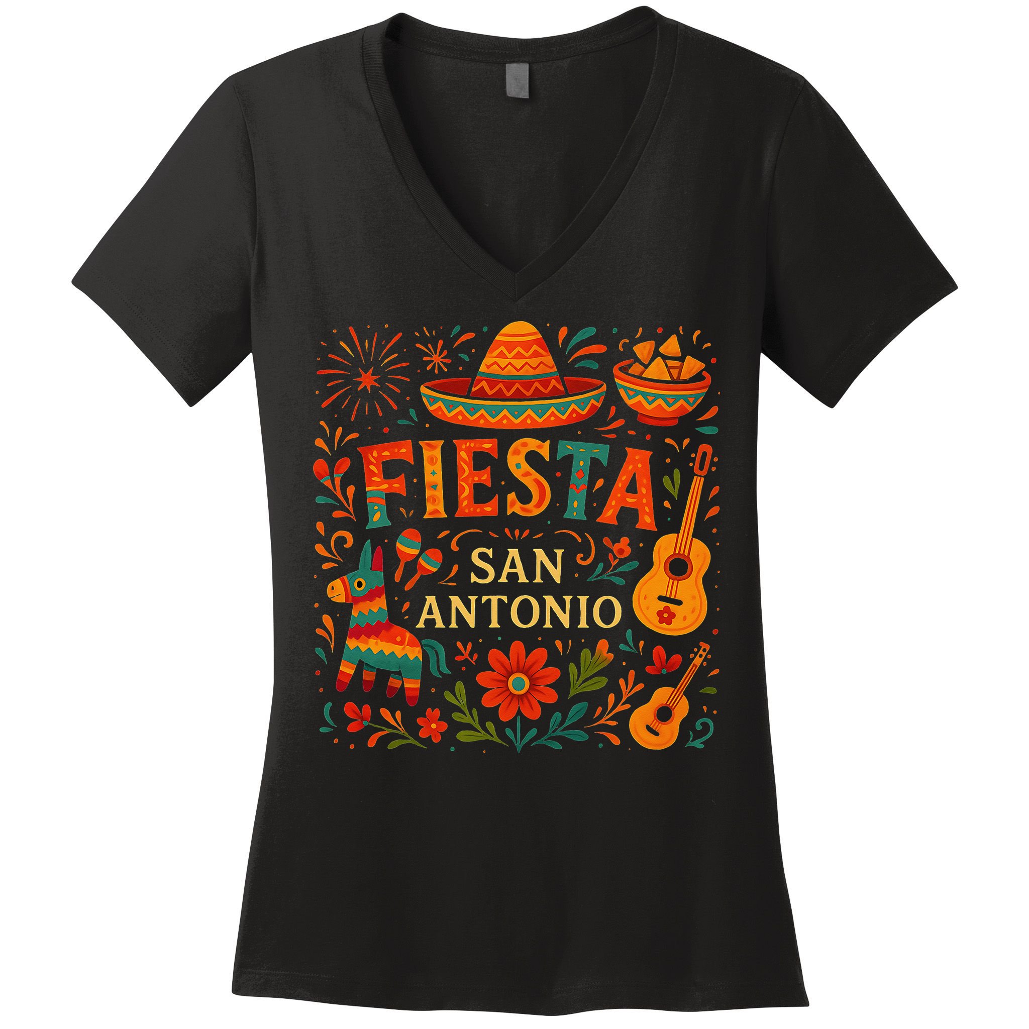 Fiesta Squad San Antonio Texas Cinco De Mayo Lets Fiesta Women's V-Neck T-Shirt