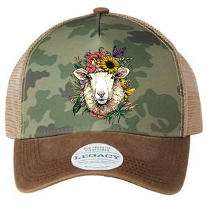 Floral Sheepp Spring Nature Farm Sheepp Lovers Legacy Tie Dye Trucker Hat