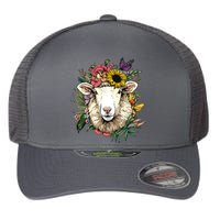 Floral Sheepp Spring Nature Farm Sheepp Lovers Flexfit Unipanel Trucker Cap