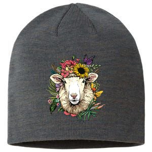 Floral Sheepp Spring Nature Farm Sheepp Lovers Sustainable Beanie