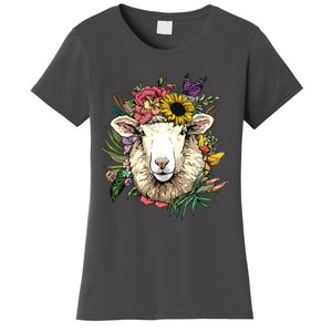 Floral Sheepp Spring Nature Farm Sheepp Lovers Women's T-Shirt