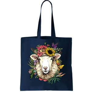 Floral Sheepp Spring Nature Farm Sheepp Lovers Tote Bag