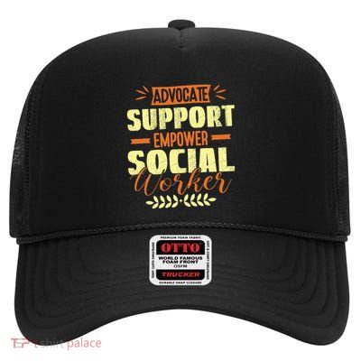Funny School Social Worker & Mental Health Awareness Month High Crown Mesh Back Trucker Hat