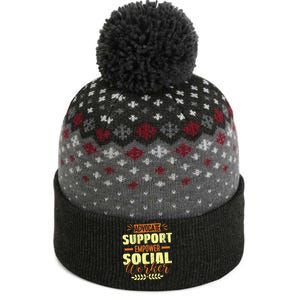 Funny School Social Worker & Mental Health Awareness Month The Baniff Cuffed Pom Beanie