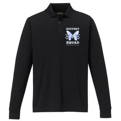 Funny Support Squad Esophageal Cancer Awareness Performance Long Sleeve Polo