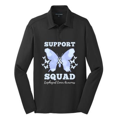 Funny Support Squad Esophageal Cancer Awareness Silk Touch Performance Long Sleeve Polo