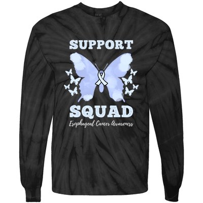 Funny Support Squad Esophageal Cancer Awareness Tie-Dye Long Sleeve Shirt