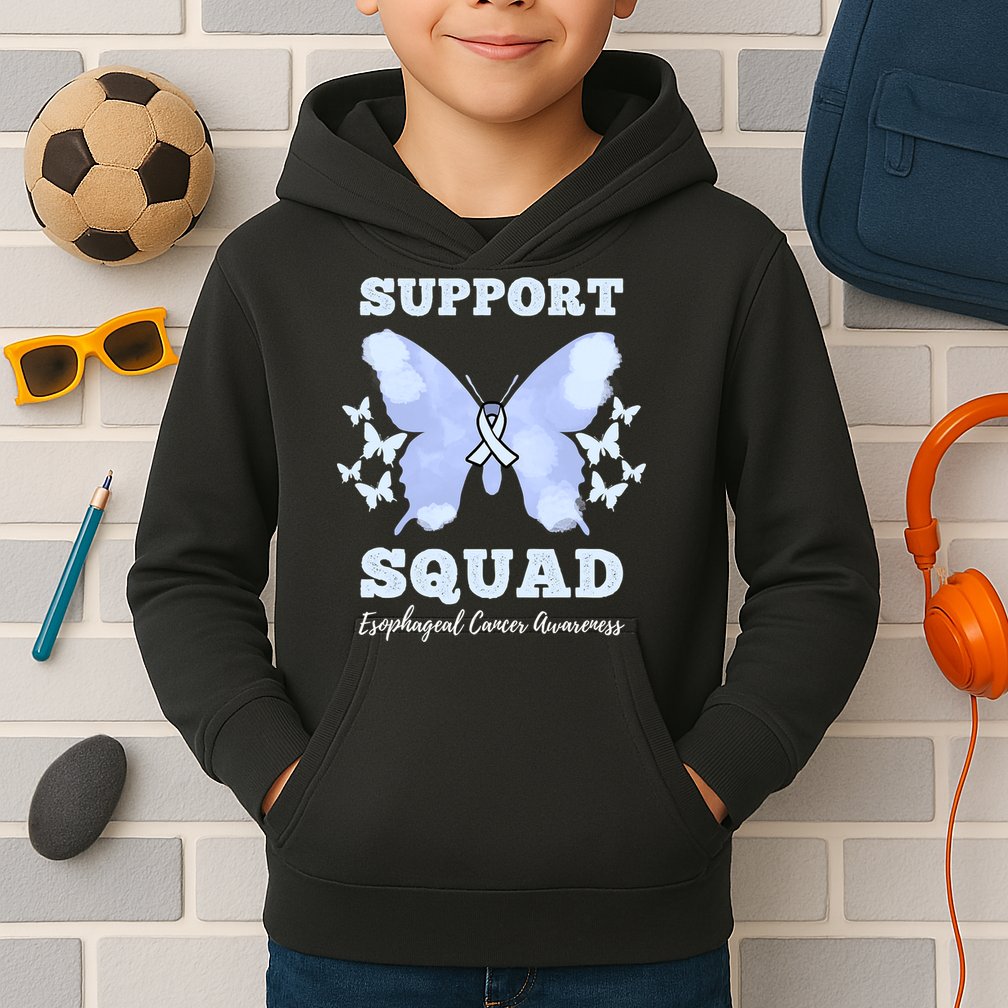 Funny Support Squad Esophageal Cancer Awareness Kids Hoodie