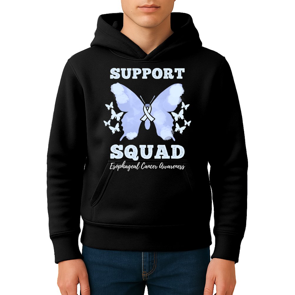 Funny Support Squad Esophageal Cancer Awareness Kids Hoodie