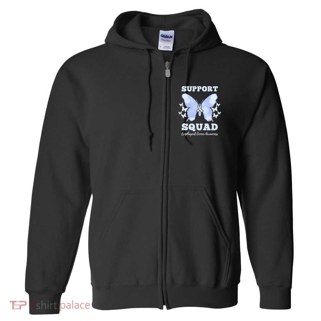 Funny Support Squad Esophageal Cancer Awareness Full Zip Hoodie