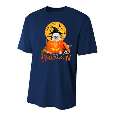 Funny Samoyed Spooky Halloween Youth Performance Sprint T-Shirt