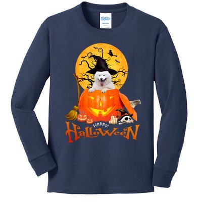 Funny Samoyed Spooky Halloween Kids Long Sleeve Shirt