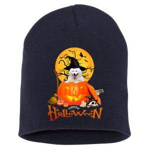 Funny Samoyed Spooky Halloween Short Acrylic Beanie