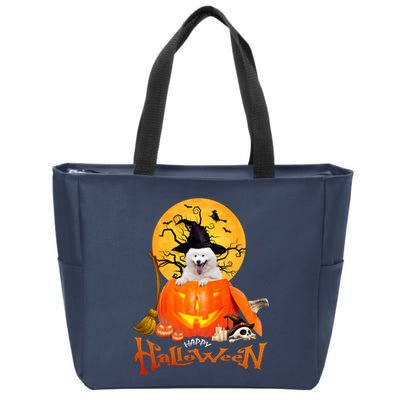 Funny Samoyed Spooky Halloween Zip Tote Bag