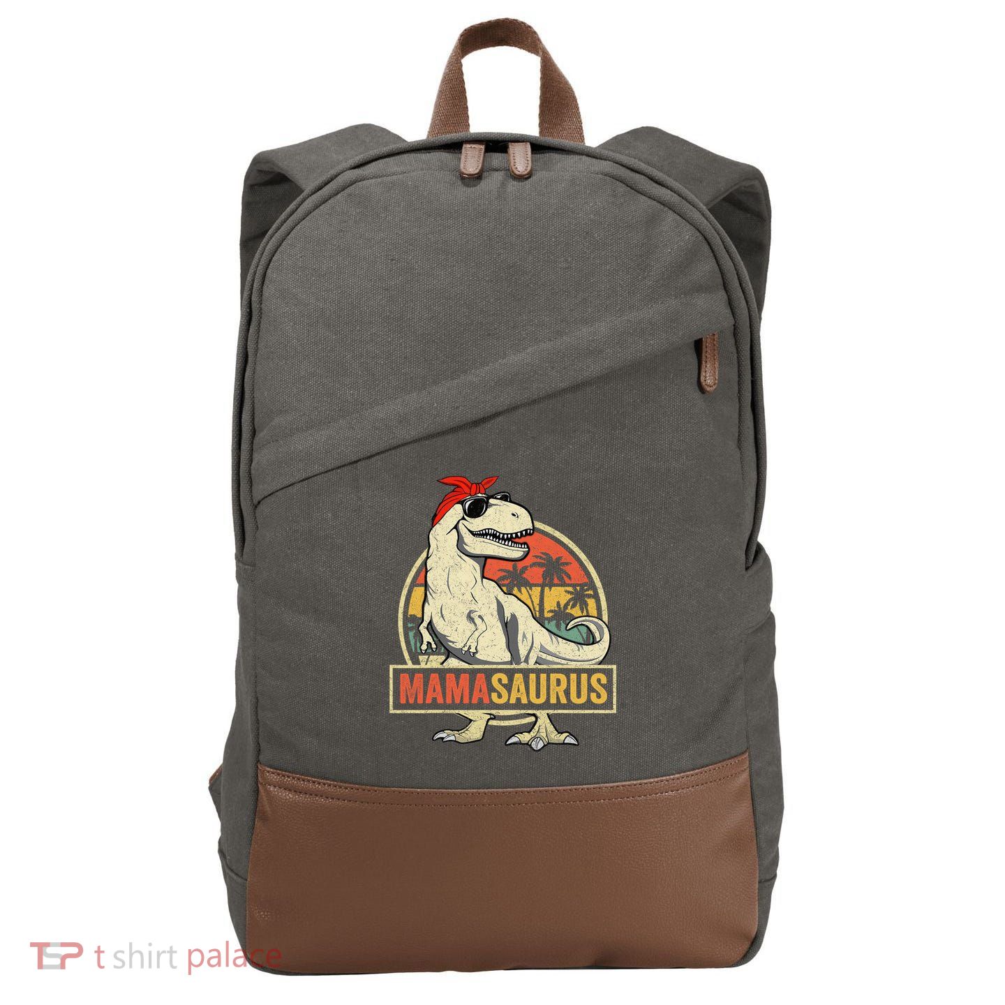 Family Saurus S Store Mamasaurus T Rex Dinosaur Funny Mother's Day Gifts Mom Mommy Unisex Adult Cotton Canvas Backpack