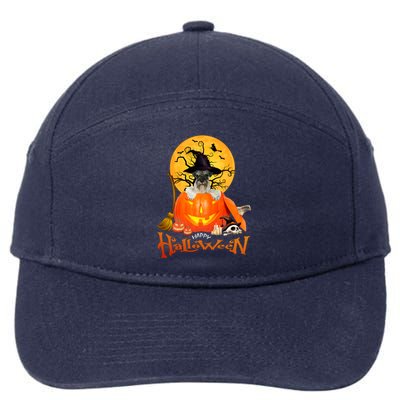 Funny Schnauzer Spooky Halloween 7-Panel Snapback Hat