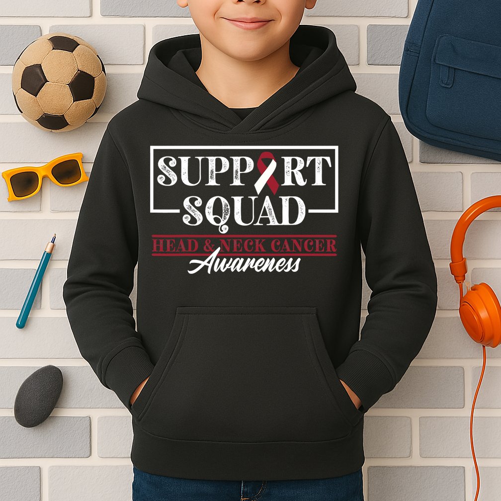 Funny Support Squad I HNSCC Head And Neck Cancer Awareness Kids Hoodie