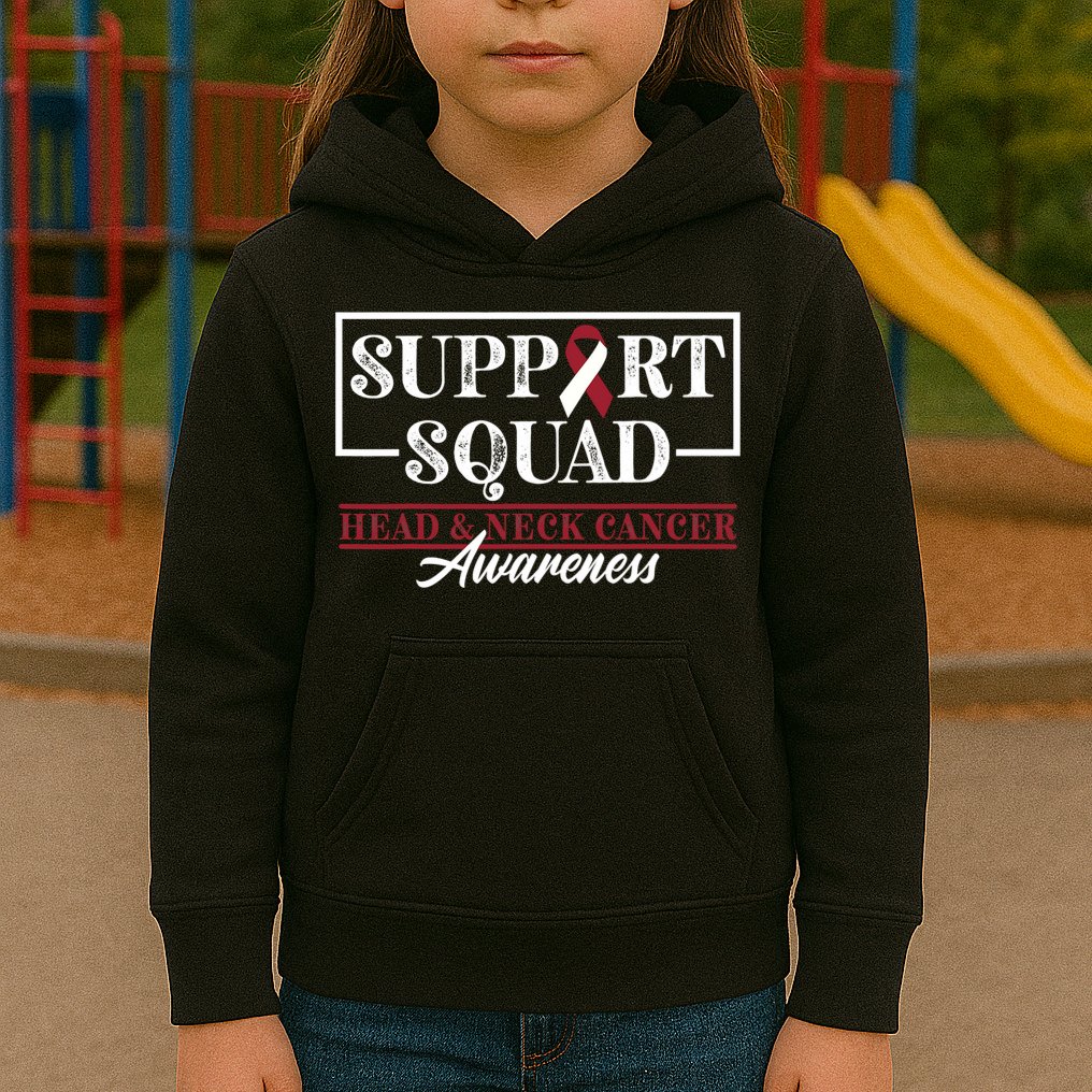 Funny Support Squad I HNSCC Head And Neck Cancer Awareness Kids Hoodie