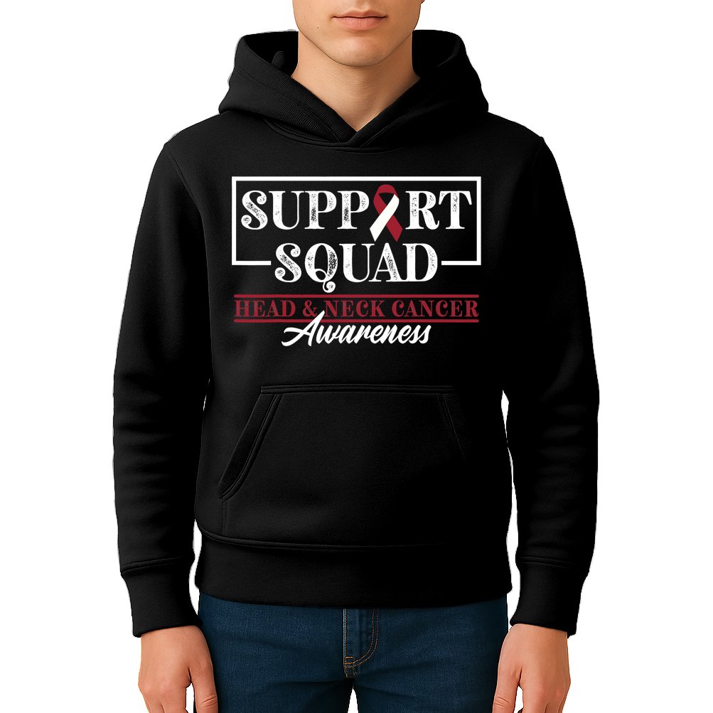 Funny Support Squad I HNSCC Head And Neck Cancer Awareness Kids Hoodie