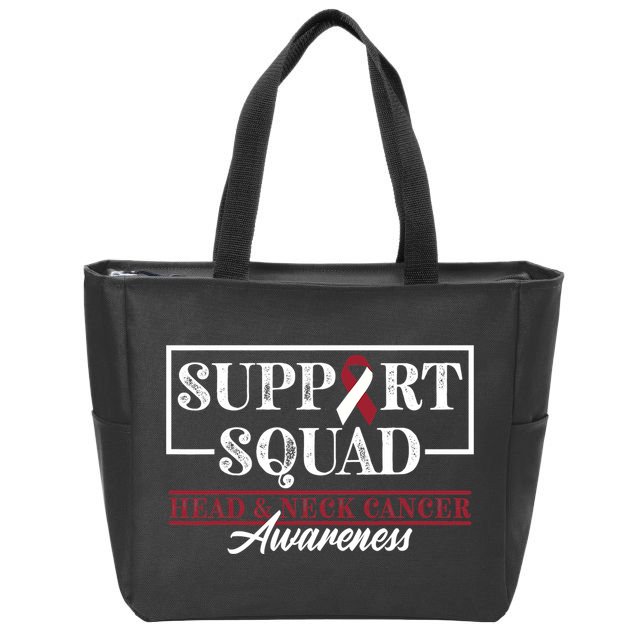 Funny Support Squad I HNSCC Head And Neck Cancer Awareness Zip Tote Bag